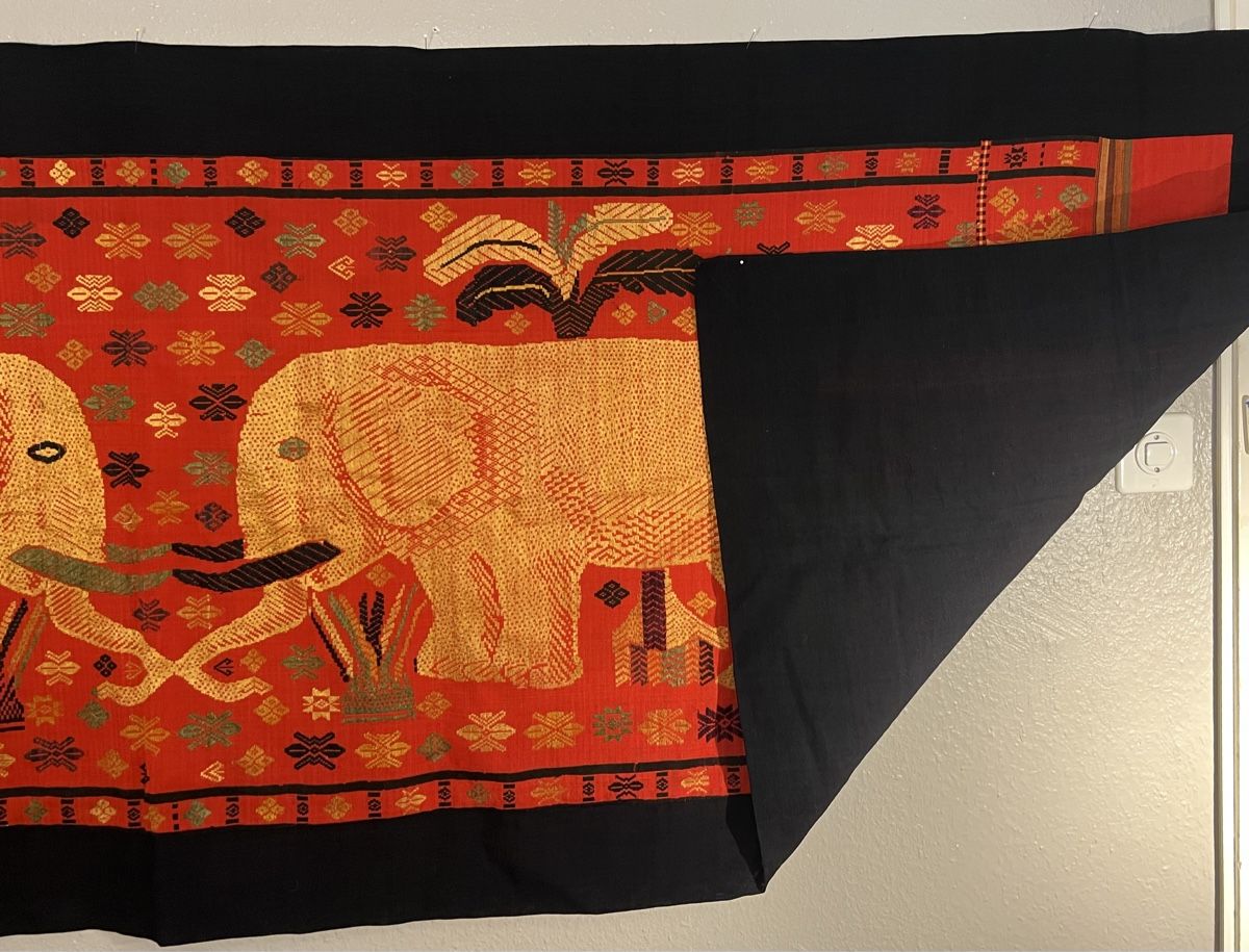 Stoffe: Longue tenture éléphant, Thailabde/Laos tissée brodée main, – Gebraucht aus Genève von DELIRBEADS 8