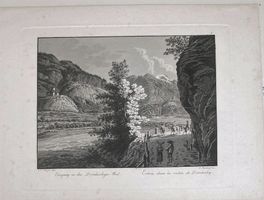 Domleschg Ortenstein  Aquatinta von Meyer