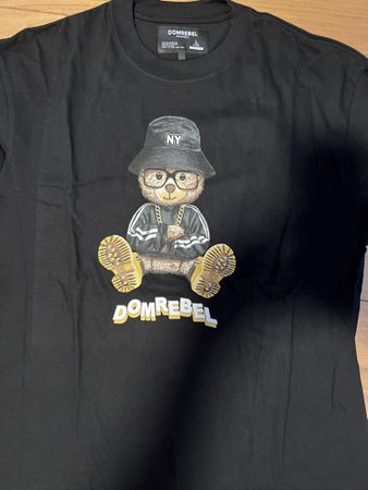 Domrebel T-Shirt Size L Black Bear Print Hip Hop Style New