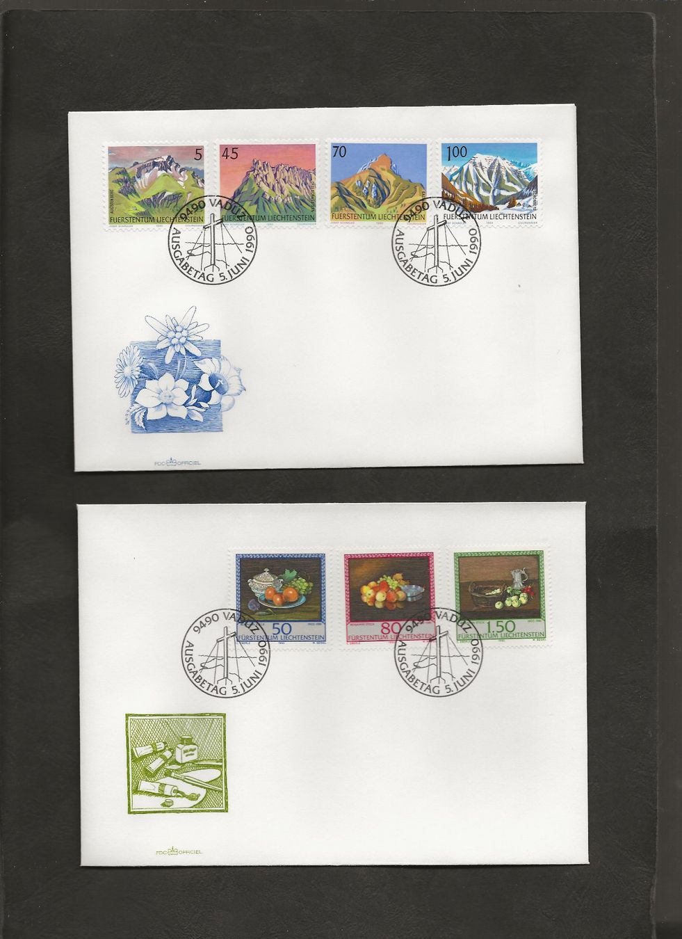 Tutti i francobolli: 16 FDC Liechtenstein 1989 bis 1991 – Usato da Au ZH venduto da xelagreb01 4