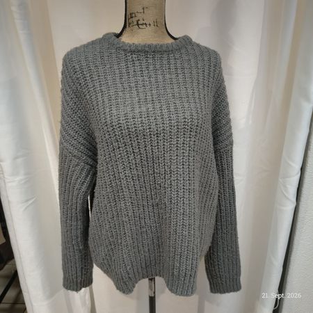 Strickpullover grob grau Rundhals