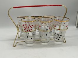 50er 60er Jahre Vintage Jasskarten Gläser Träger Mid Century
