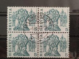 1977 Sternsingen Bergün Viererblock Vollstempel