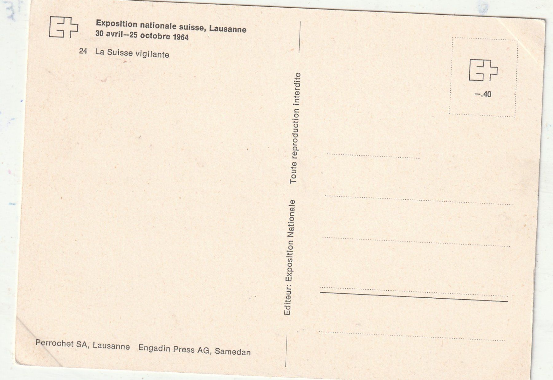 Cartoline postali: EXPO Lausanne 1964 – Usato da Lumbrein venduto da made02 1