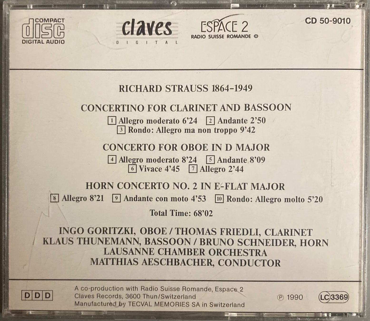 CD: RICHARD STRAUSS.... - CONCERTOS FOR WIND INSTRUMENTS – Usato da Poliez-Pittet venduto da Newtown-Records 1