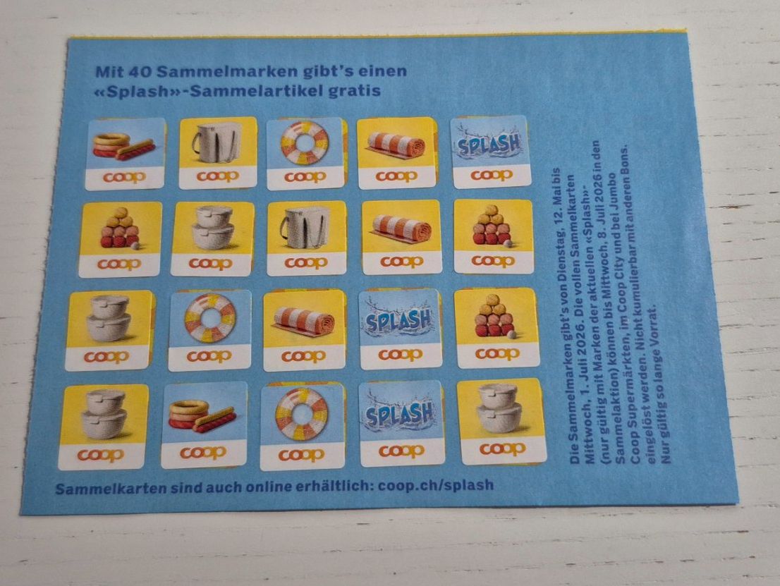 Coop Raccolte di bollini & punti: 1 volle Coop Sammelkarte "Splash" – Nuovo (secondo la descrizione) da Eggersriet venduto da Fredb