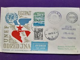 Erstflug BEOGRAD - VIENNA 6.IV.1959, div. Stempel