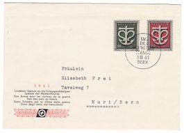 Lettre de Bern cachet S250 pour Muri le 3.III.45