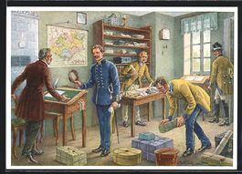 Poststube mit Postbeamten 1852, Ganzsach