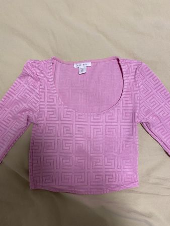 AMISU Langarm Crop Top Gr. XS rosa Muster