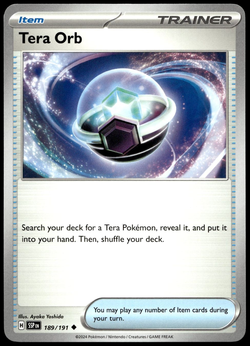 Pokémon Carte collezionabili: Pokémon Tera Orb 189/191   SV08 Surging Sparks – Usato da Le Mouret venduto da PokemonCards_CH