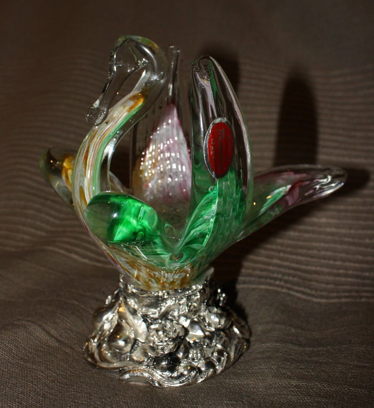 Murano Figuren: Original Murano Glas Schwan bunt/silber – Neu (gemäss Beschreibung) aus Bern von Chraebu2 1
