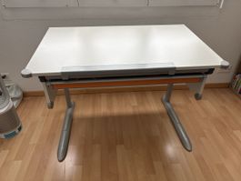 Kinderschreibtisch höhenverstellbar mit Kippplatte Weiss
