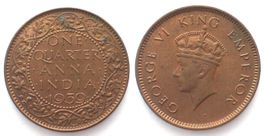 Britisch INDIEN 1/4 Anna 1939 Bombay GEORGE VI. Bronze unz