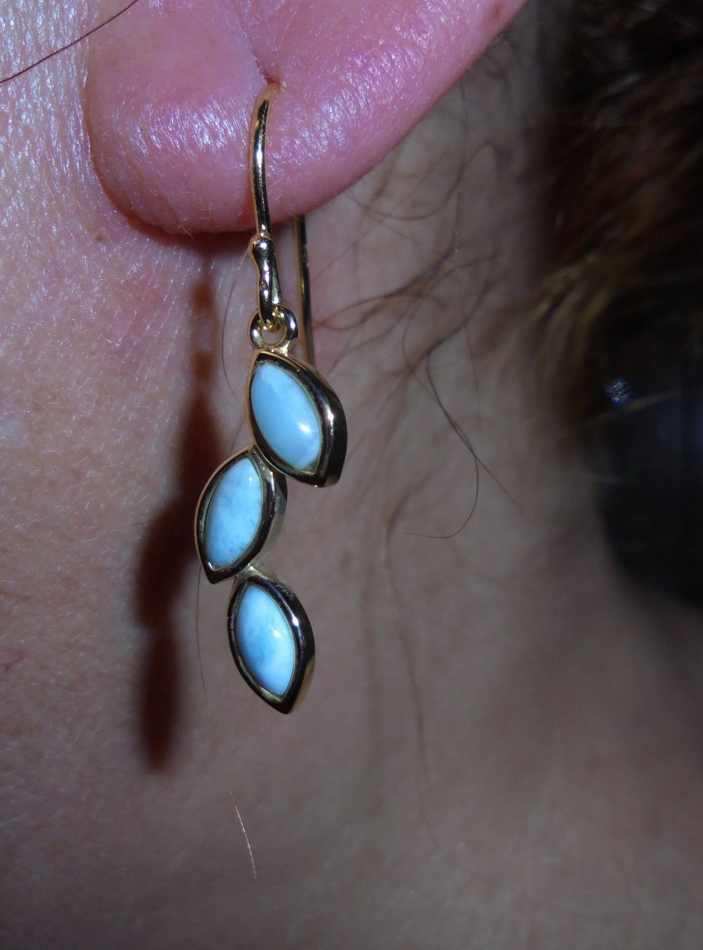Orecchini pendenti & Orecchini a lobo: Echtschmuck: Larimar Silberohrhänger, vergoldet – Nuovo (secondo la descrizione) da Zuchwil venduto da maumauchi 2