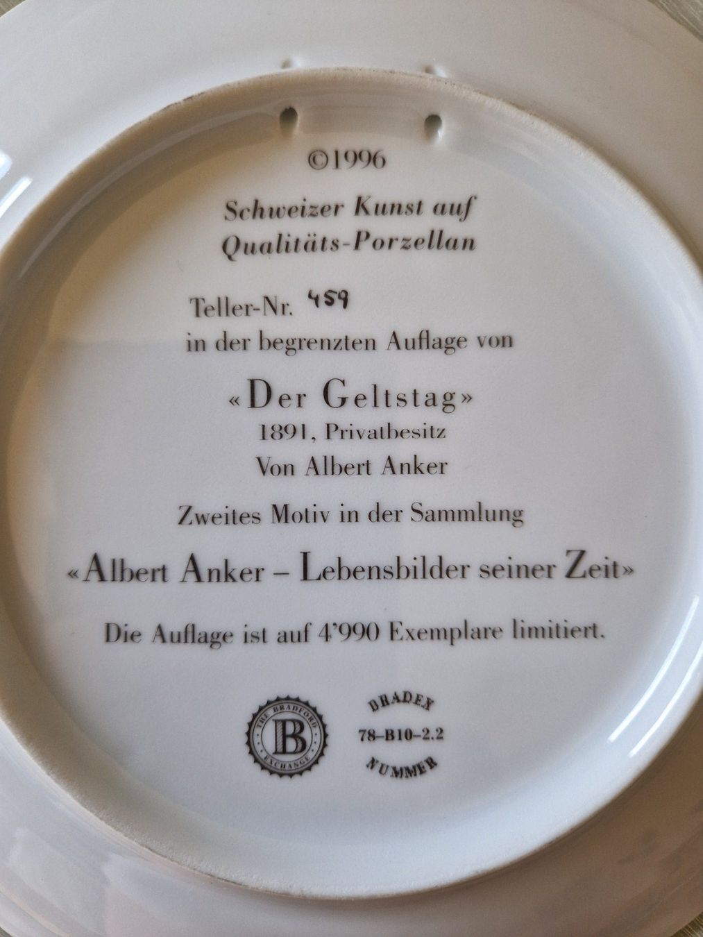 Piatti: Albert Anker, Der Geltstag – Usato da Münchenbuchsee venduto da Aare22 2