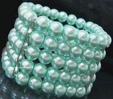 Armband Perlen TÜRKIS Stretch 5-reihig  Perle Gummi flexibel