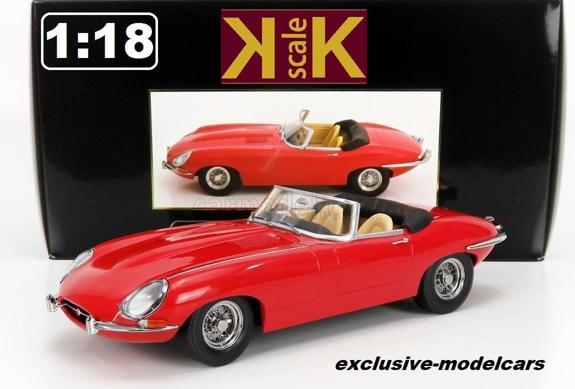 KK-Scale Voitures modèles: JAGUAR E-Type Cabriolet 1961 rot 1:18 von KK-Scale – Neuf avec emballage d'origine à Küttigen par exclusive-modelcars