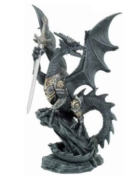 Dark Dreams Gothic Brieföffner Drachen Figur - Mittelalter Fantasy Schreibtischdekoration 23cm