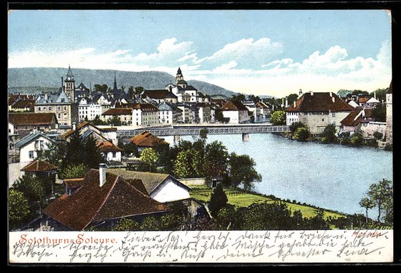Cartoline postali: Solothurn, Ortsansicht an der Aare mit B – Usato da Berlin venduto da bartko-reher