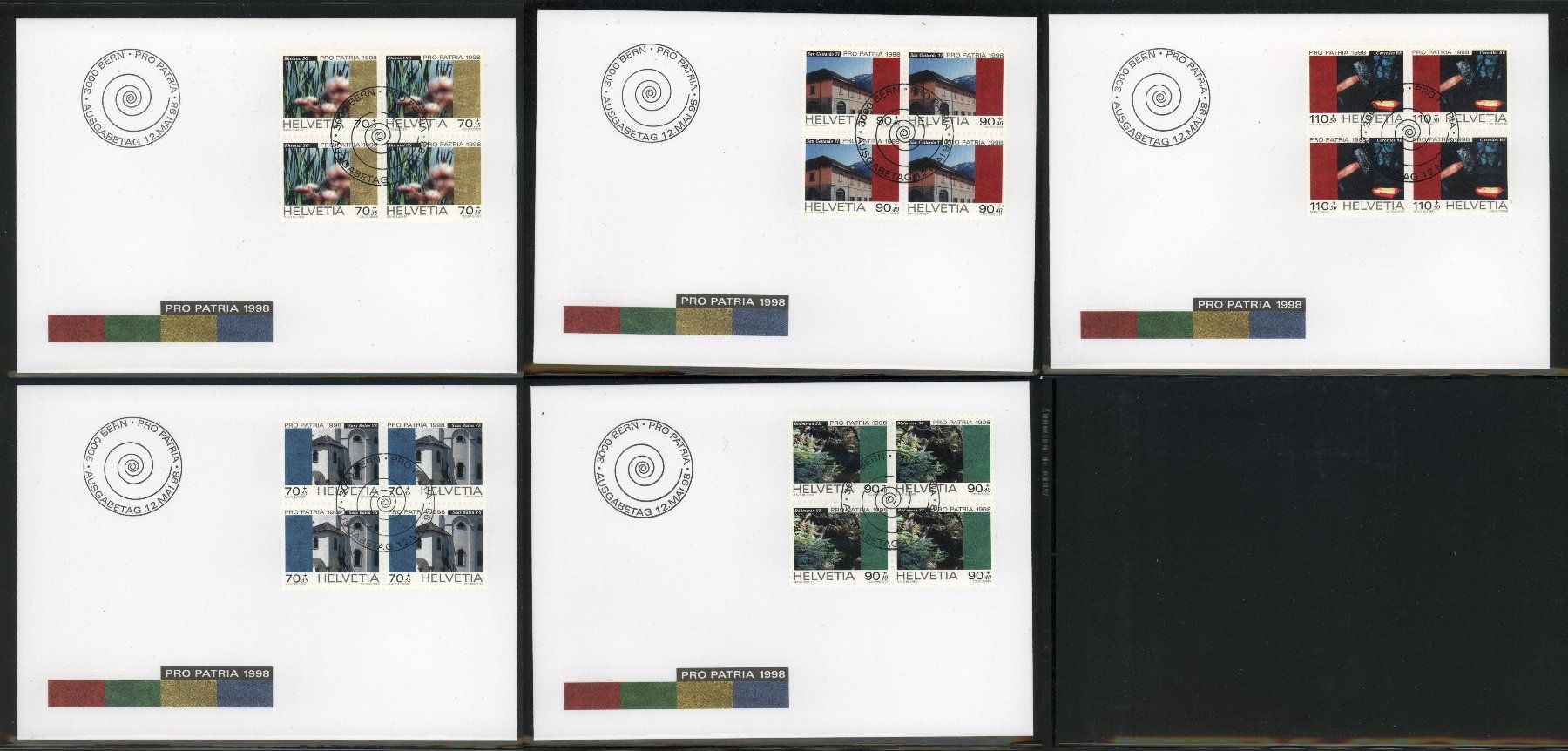 Tutti i francobolli: 1998, Pro Patria, FDC, Viererblöcke – Usato da Willisau venduto da Vollstempel