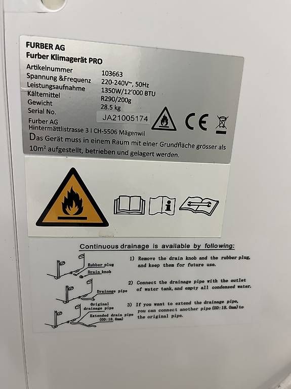 Condizionatori: Furber Klimagerät PRO  12000 BTU – Usato da Däniken SO venduto da lucarey 2