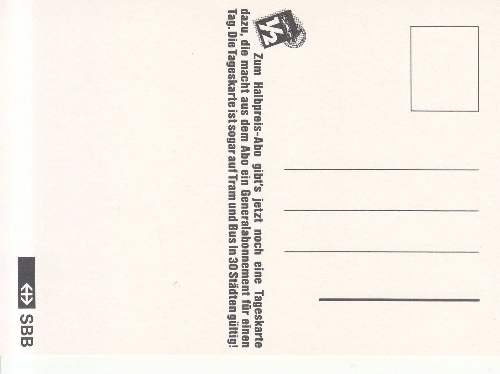 Ansichtskarten: Halbpreis-ABO SBB ca. 1990 – Neu (gemäss Beschreibung) aus Bürglen TG von StampGraf 1