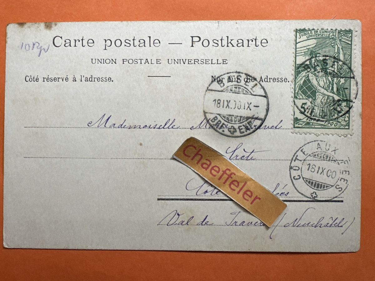Ansichtskarten: 1900 Gruss aus Basel. – Gebraucht aus Zürich von Chaeffeler 1