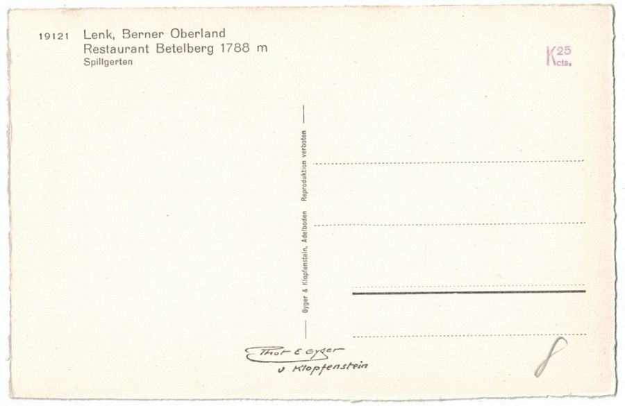 Ansichtskarten: Lenk, Restaurant Betelberg, um 1940 – Gebraucht aus Frauenfeld von POML 1
