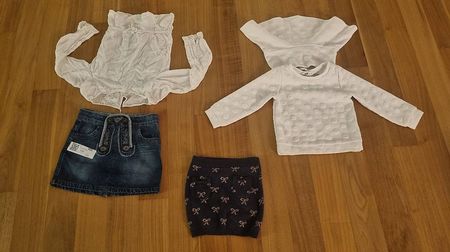 Jeans-Rock Dirndl-Style&Bluse bestickt,Strick-Jupe,Pulli&Jup