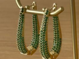 Luxus Elegante Creolen Ohrschmuck Ohrstecker Farbe:Gold/Grün