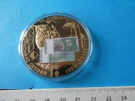 versilberte  Medaille PP 50 mm, 50 Frankennote  1978