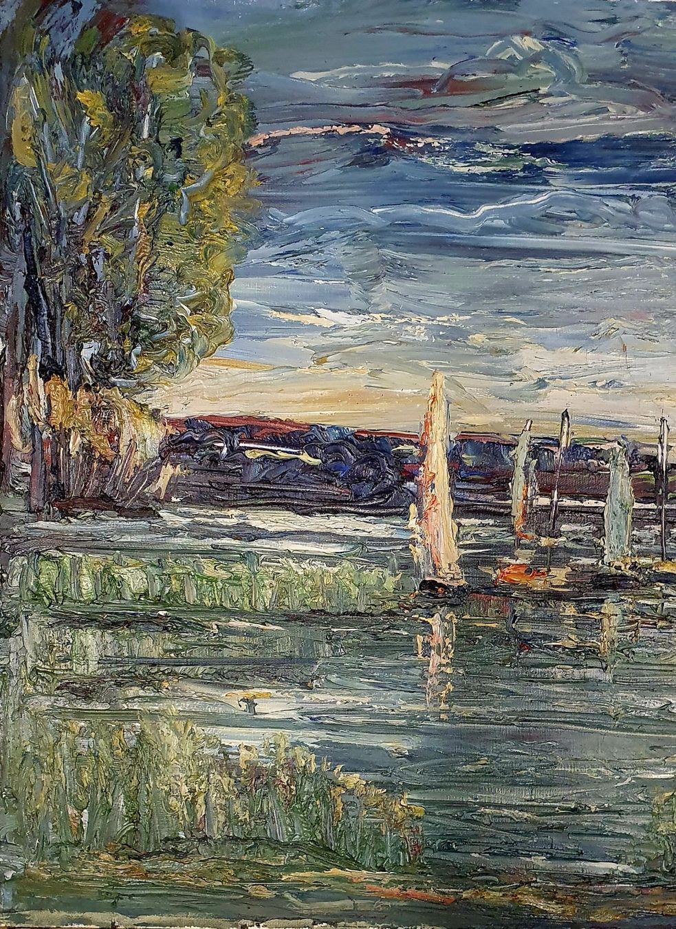 Tableaux: Grand format William Dessonnaz, Lac Neuchâtel – D'occasion à Servion par meno999 2