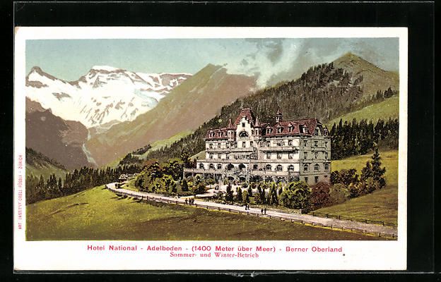 Cartoline postali: AK Adelboden, Hotel National – Usato da Berlin venduto da bartko-reher