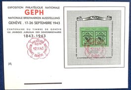 1943 - Genfer Block auf Offizielle Postkarte ET ohne Adresse