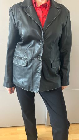 Veste en cuir véritable Essentiel noir taille 42