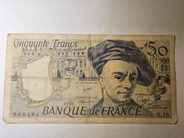 50 France Francs Schein Geldschein Banknote 1980 Top Zustand