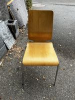 Stuhl Holz mit Metallgestell hellbraun gebrauchter Zustand