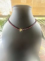 Halskette mit Granat Perlen HANDARBEIT 