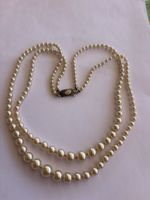 Doppelreihen Perlenkette mit Zirkonia Verschluss 800 Silber