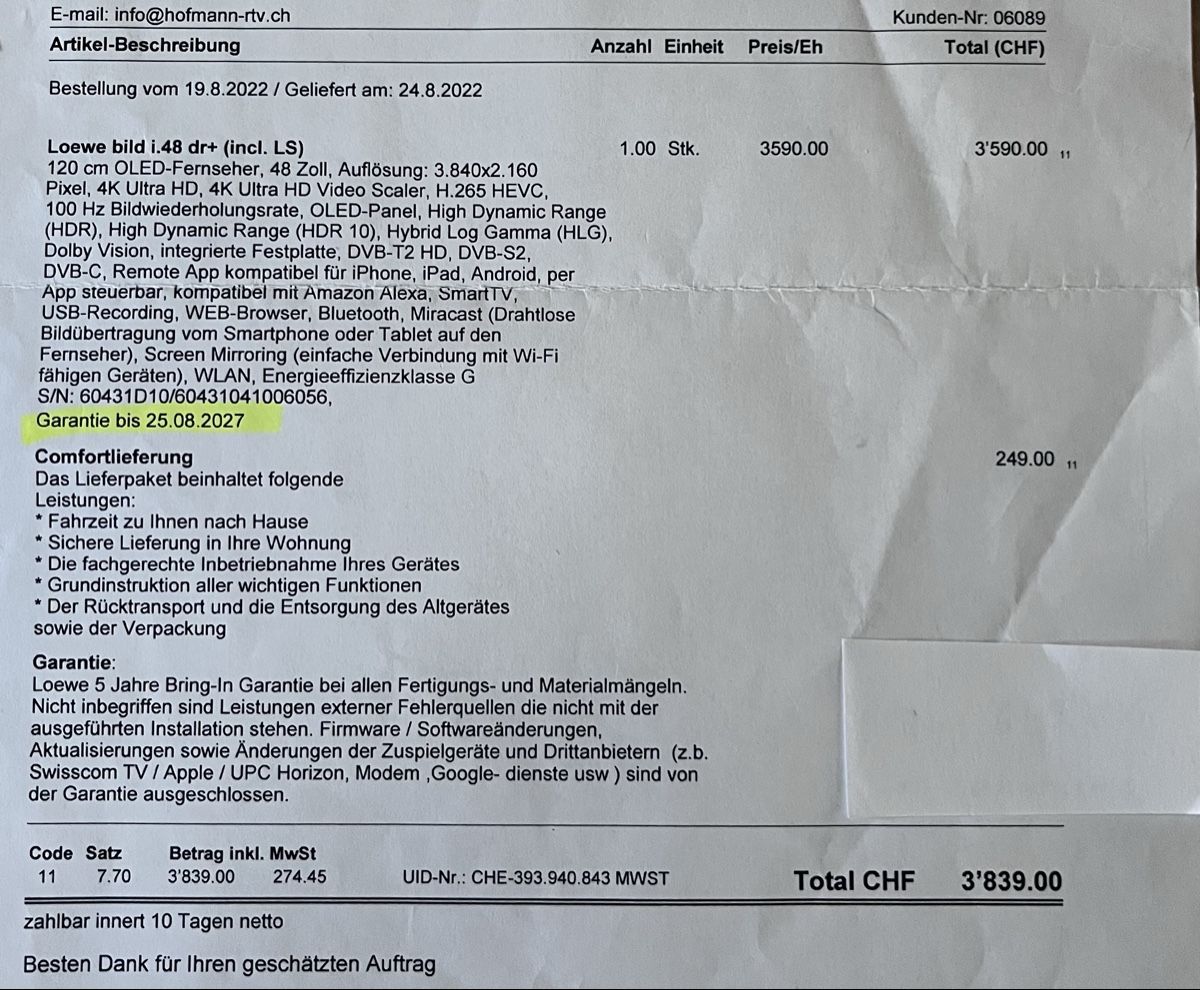 Appareils TV: Loewe TV bild 1.48 dr+ mit Garantie  – D'occasion à Gümligen par Knonk 3