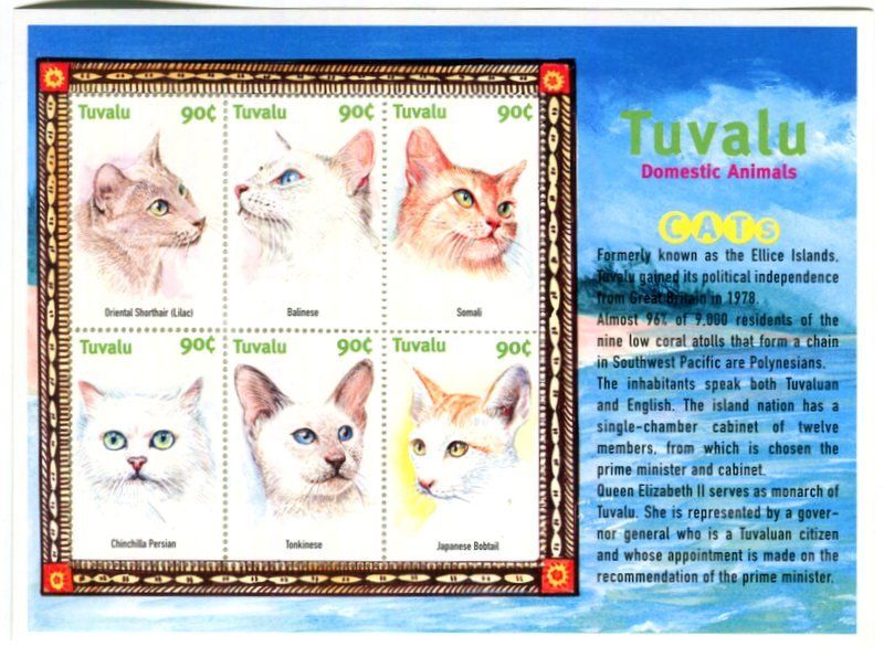 Alle Briefmarken: Block "Katzen". Tuvalu. – Neu und originalverpackt aus Basel von Butsch5