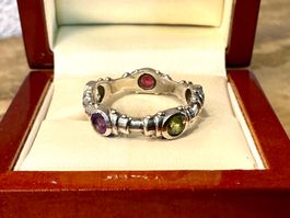 VINTAGE RING STERLING 925 BUNTE EDELSTEINE, GR.58