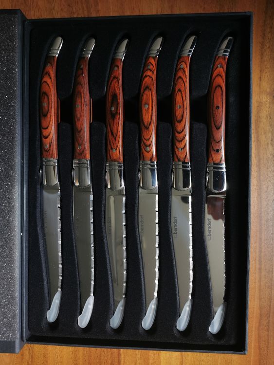 6erSet Steakmesser von Berndorf NEU OVP mit Box Holzgriff Kaufen auf