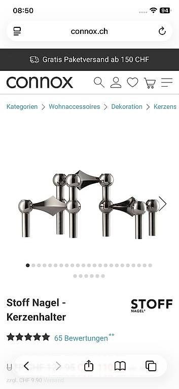 Portacandele: Design Stoff Nagel Kerzenständer – Usato da Wettingen venduto da Trawangan79 4