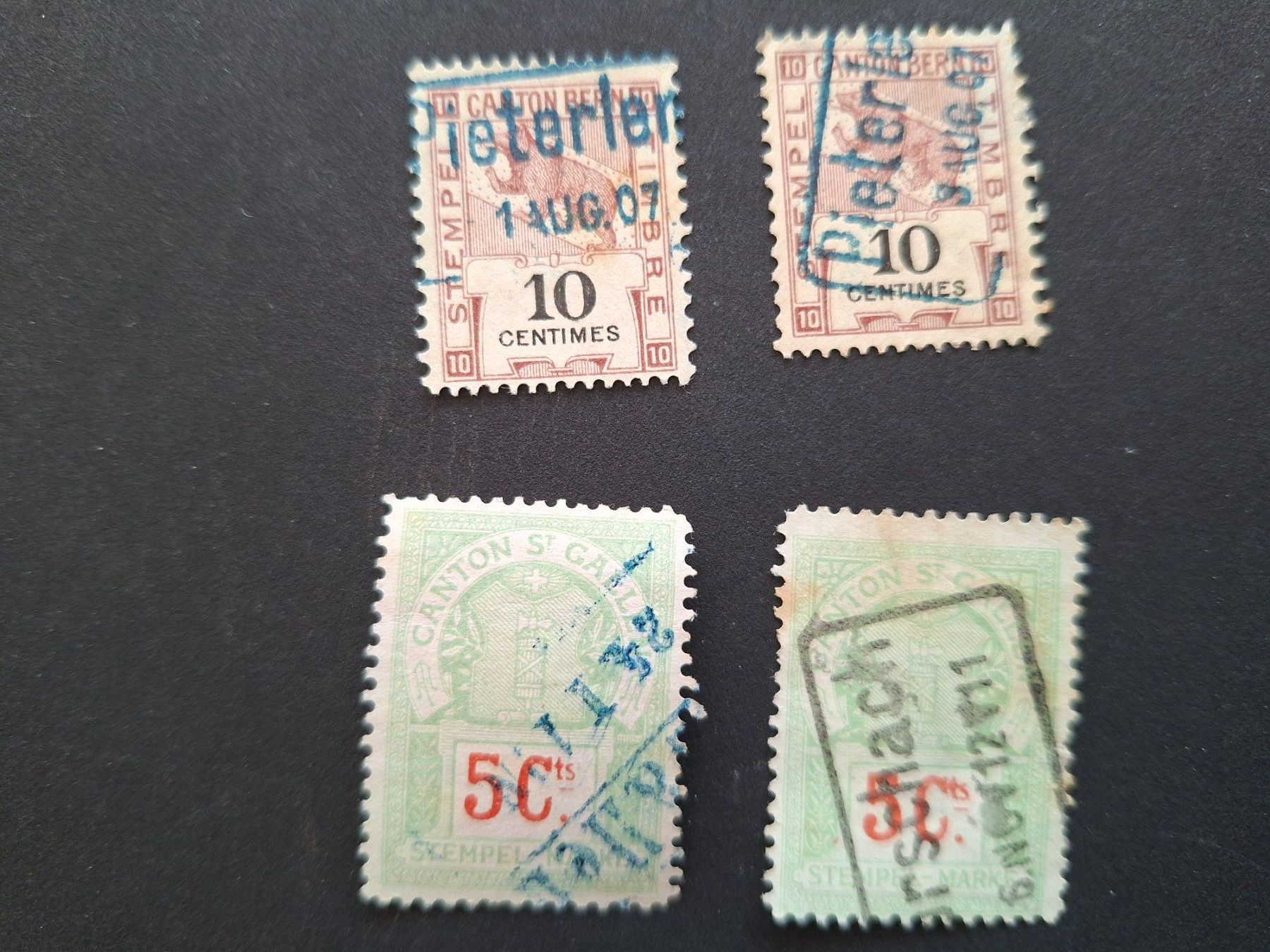 Tutti i francobolli: Stempelmarken Bern und St.Gallen. – Usato da Goldach venduto da armando_r