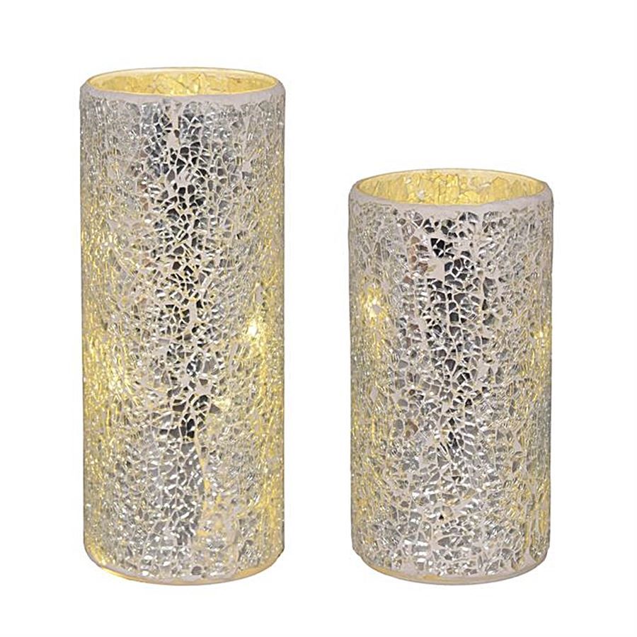 Candele: Led Windlicht - Glas Zylinder 2er Set – Nuovo e nell'imballaggio originale da Wettingen venduto da Swala