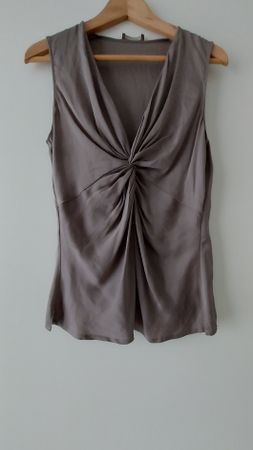 REPEAT Damen Top - 100% Seide - taupe/grau-braun - Grösse M