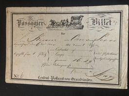 Schweiz 1845 Passagier-Pferdekutschen-Billet Central-Postamt