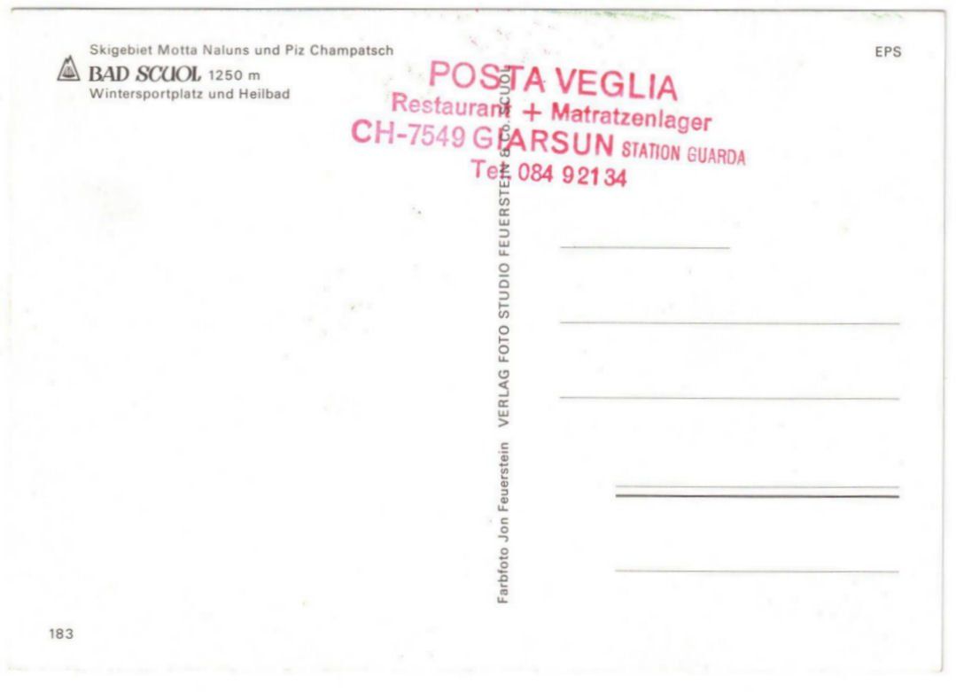 Cartoline postali: Scuol - Pistenplan Motta Naluns – Usato da Binningen venduto da Mountainrider 1